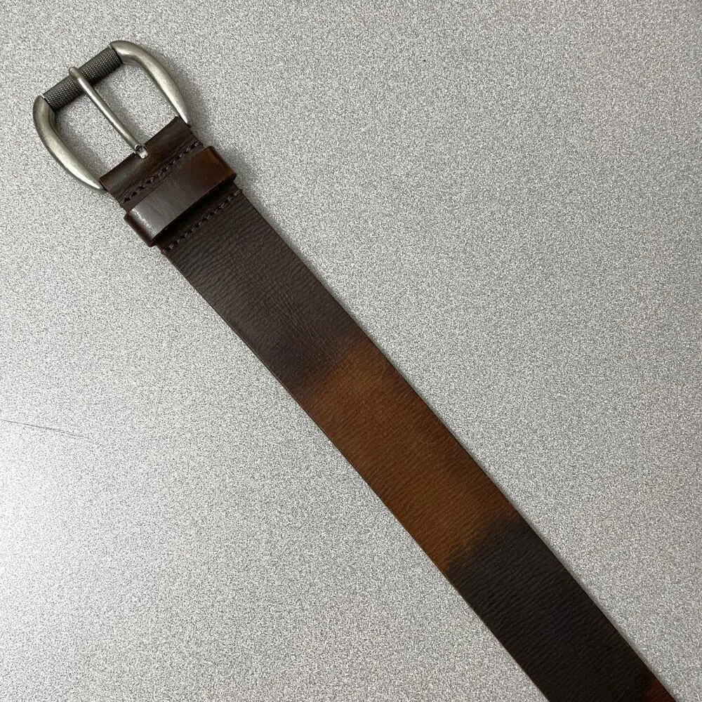 Fossil Leather Belt Mens 38 Brown Silver Roller Buckle Casual Classic 1.75